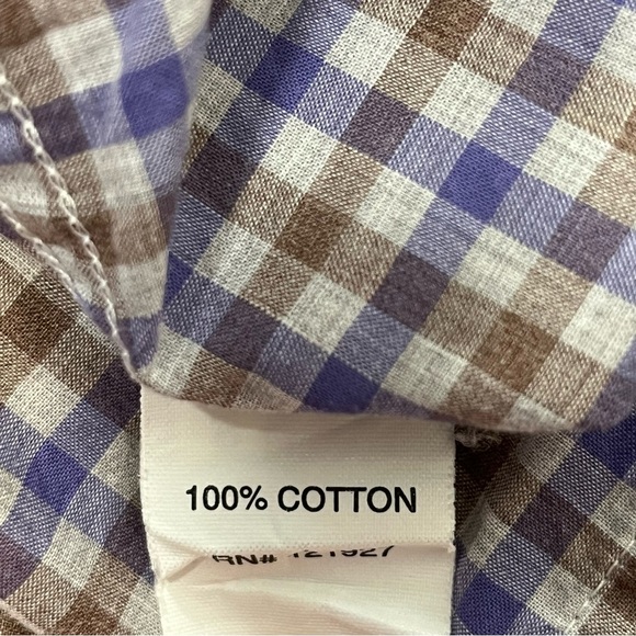 Johnnie-O Check Plaid Button Up Shirt Mens Size Small Purple Brown Cotton - Picture 5 of 14